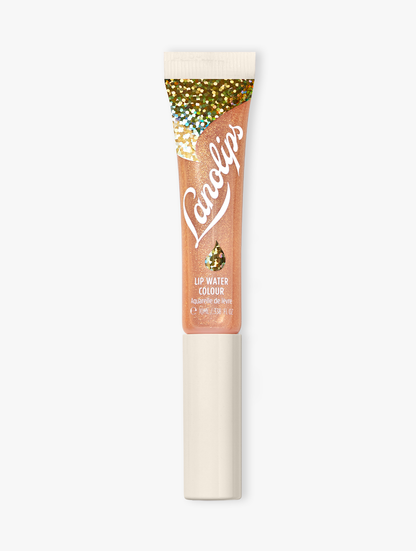 Lanolips lip water liquid gold tube closed.