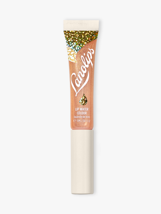 Lanolips lip water liquid gold tube closed.